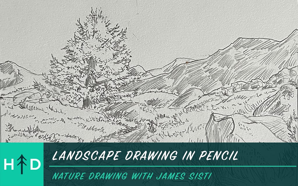 landscape drawing in pencil