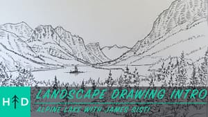 how to draw a mountain lake