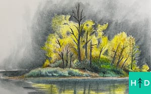 Autumn Landscape in Color Pencil