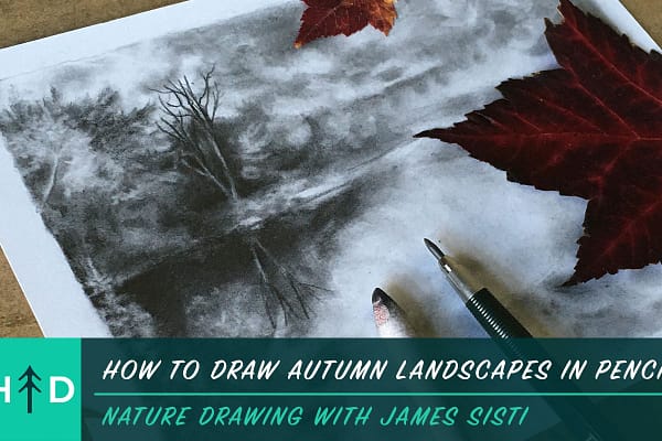 how to draw autumn landscapes with pencil