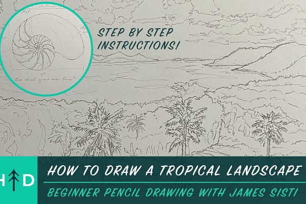 how to draw a tropical landscape