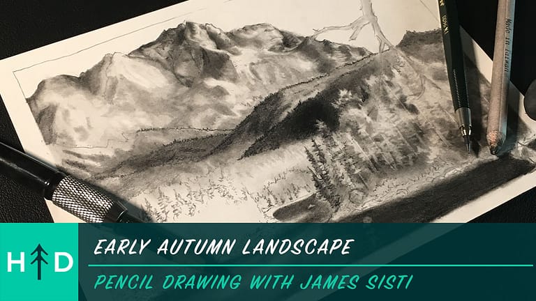 Early Autumn Landscape Drawing