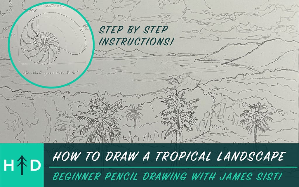 how to draw a tropical landscape